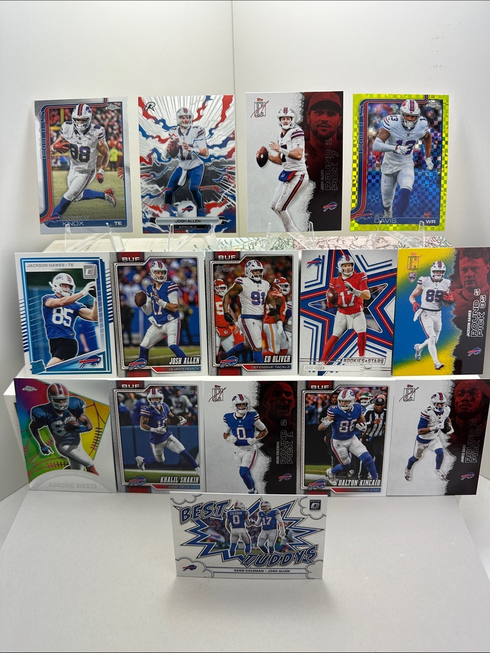 Josh Allen Bills lot of 18 + James Cook/Ed Oliver/Dalton Kincaid/Hawes Rookies